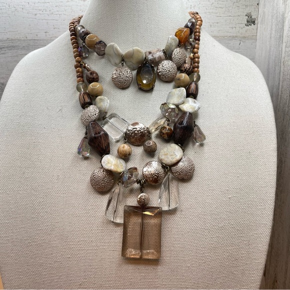 Chico's Jewelry - Beautiful Vintage 1990’s Jewelry Chico’s Statement Bib 3 Strand Necklace